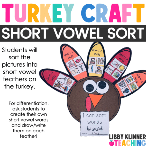 short vowel turkey craft