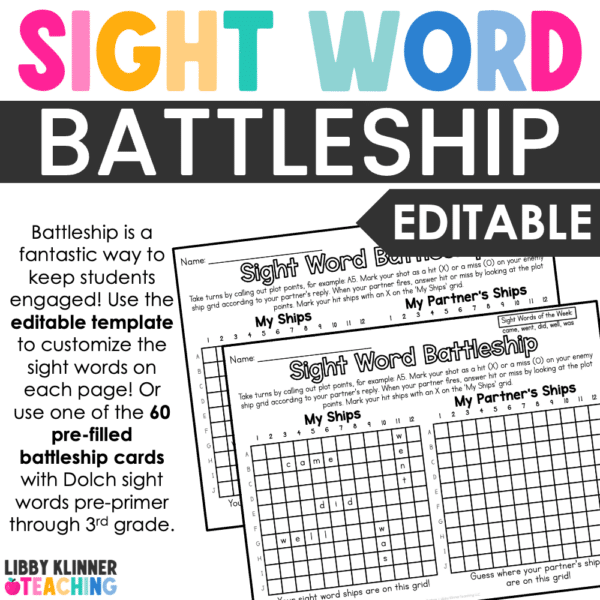 editable sight word battleship