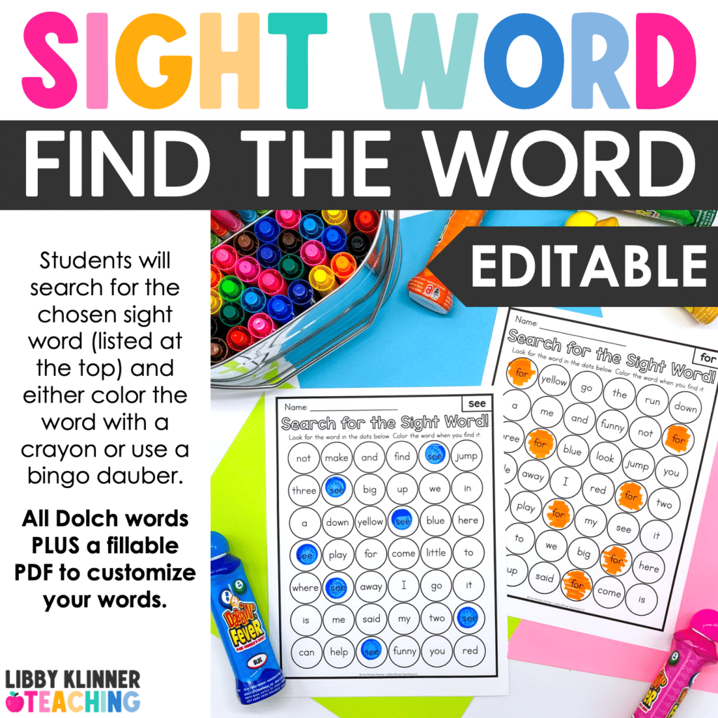 Find the Sight Words Pages Pre-Primer through Third Grade plus EDITABLE ...