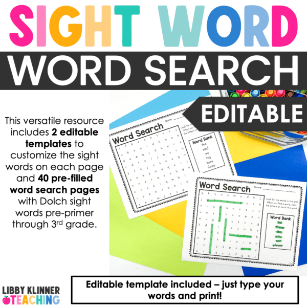 sight words word search