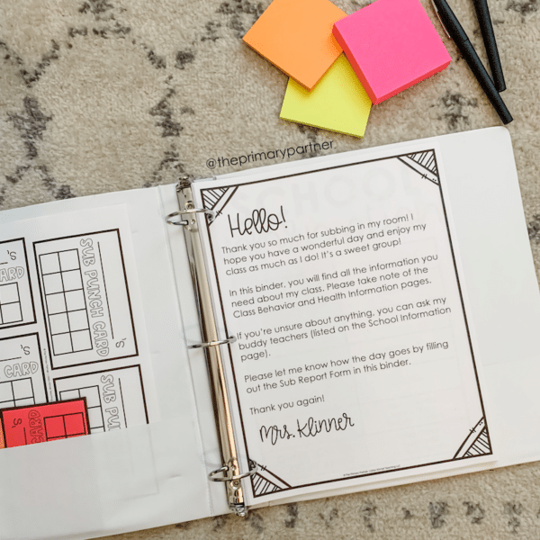 How to Make a Substitute Teacher Binder - Libby Klinner Teaching