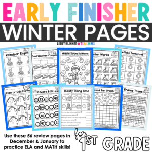 Winter Early Finishers - December Print & Go Review Pages for 1st Grade