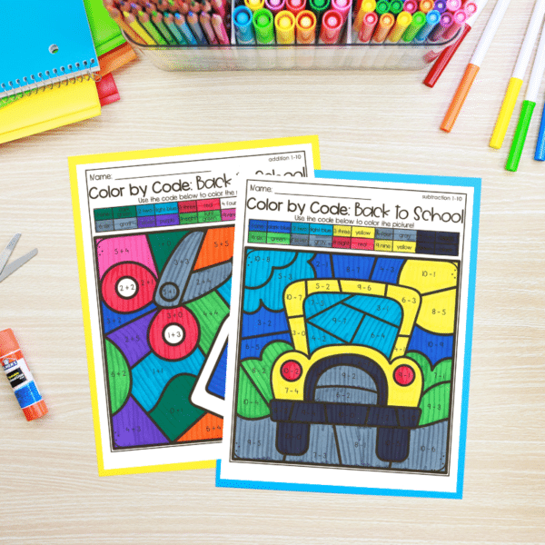 back to school color by code addition subtraction back to school color by code addition subtraction